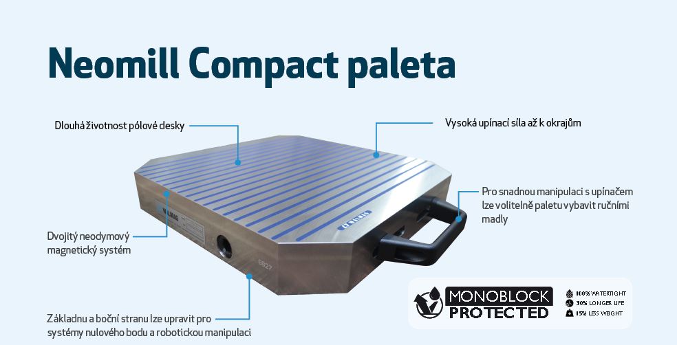 Výhody magentického upínače Neomill Compact paleta